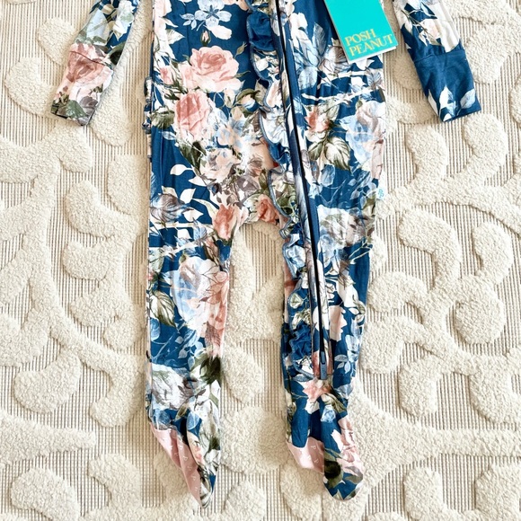 Posh Peanut Blue Rose ruffled footie NWT! - Picture 2 of 4